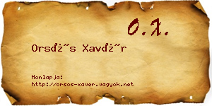Orsós Xavér névjegykártya